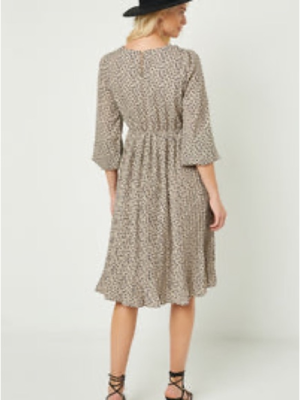 Ditsy Print Pleated Skirt Midi Dress - Picture 3 of 6